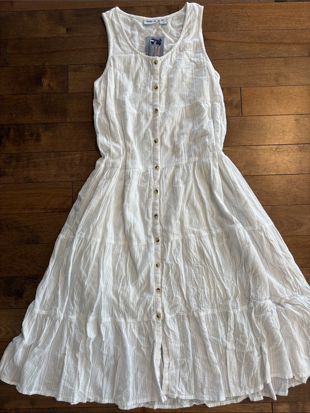 Noisy May White Sleeveless Button-Front Midi Dress